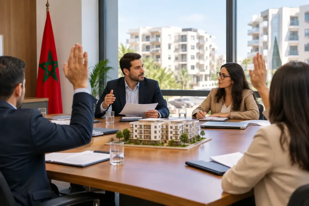 Réunion d’assemblée générale de copropriété au Maroc