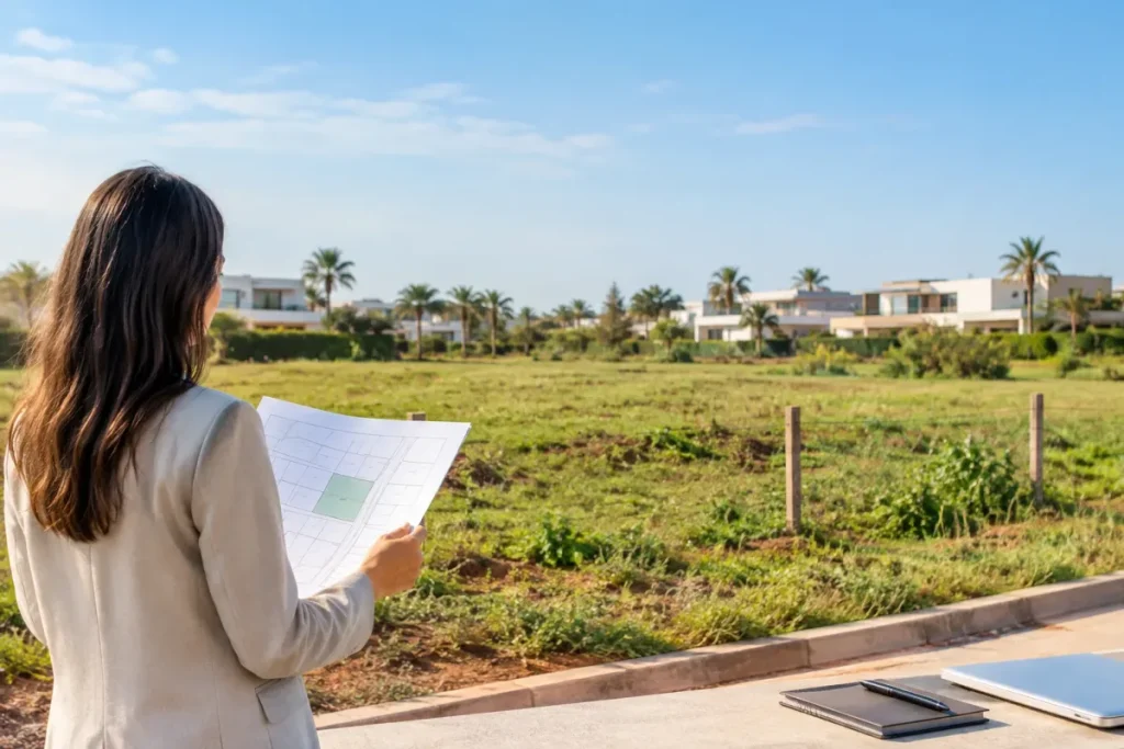 Terrain à vendre à Bouskoura avec repères de prix au m²
