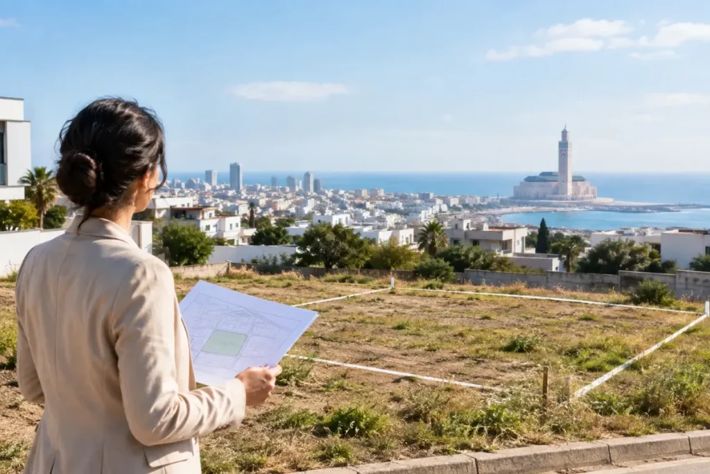 Terrain à vendre à Casablanca avec repères de prix au m²